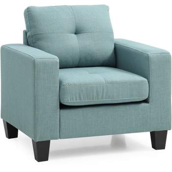 Glory Furniture Newbury Twill Fabric Club Chair in Teal