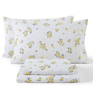 HLC.ME Floral Bed Sheets - Bed Sheet Set - Wrinkle Resistant & Ultra Soft - Fits Mattresses up to 15 Inches Deep - 1 of 4