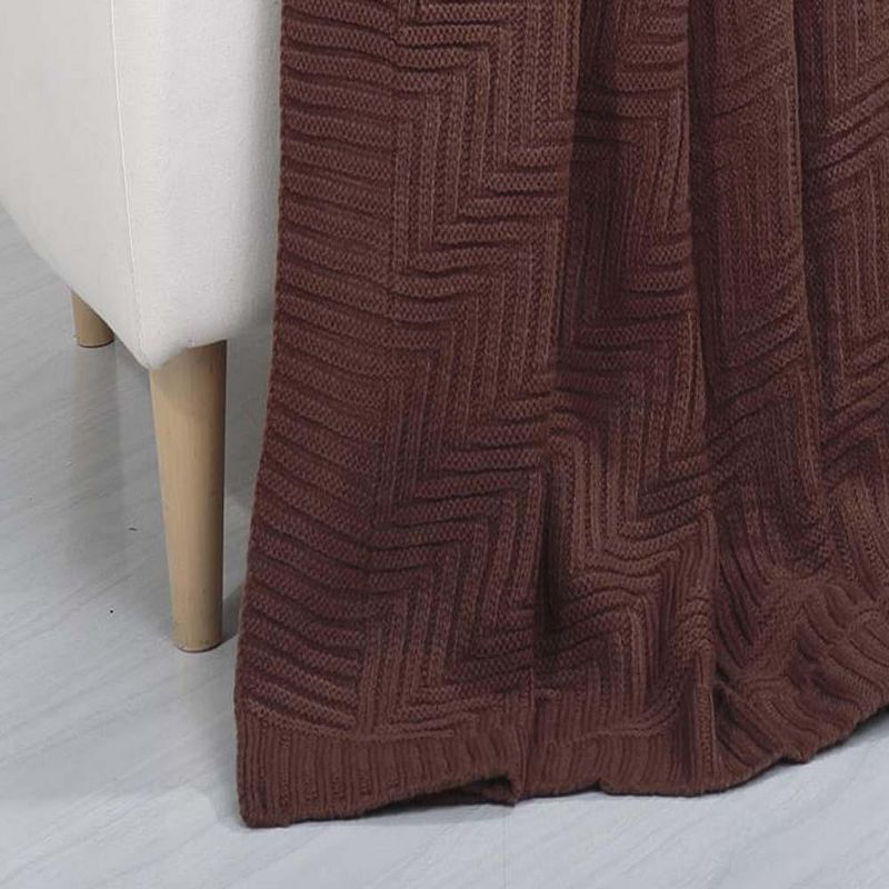 Pietra Luxury Acrylic Cozy Throw Blanket 50" x 60" Chocolate by Plazatex, 3 of 5