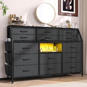 Dresser with Power Outlets and LED Lights, 55" W Dresser for Bedroom with 14 Drawers Dresser - 1 of 4