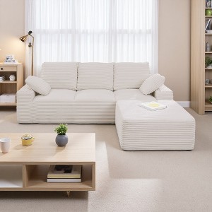 104" Corduroy Modular L-Shaped Sectional Sofa, Deep Seat - 1 of 4