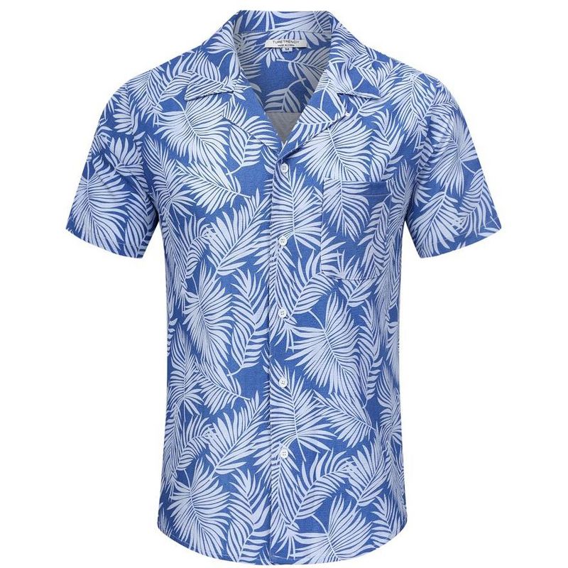 Men's Casual Summer Shirt Button Down Camp Cuban Short Sleeve Beach with Pocket, 4 of 7
