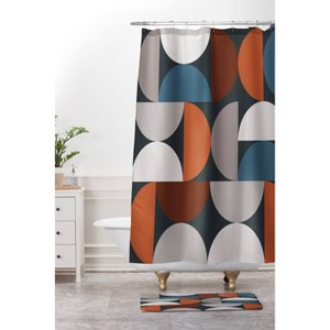 The Old Art Studio Mid Century Modern Geometric Shower Curtain - Deny Designs: Polyester Microfiber, Machine Washable - 1 of 4