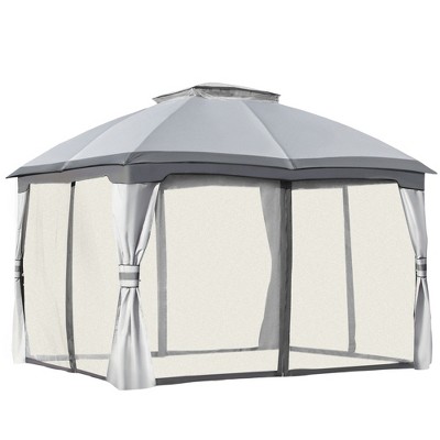 Outsunny 10' x 12' Outdoor Gazebo, Patio Gazebo Canopy Shelter w/ Double Vented Roof, Zippered Mesh Sidewalls, Solid Steel Frame