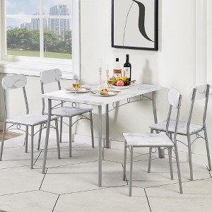 VECELO 5-Piece Dining Table Set for 4, Modern Kitchen Table and 4 Chairs, MDF Tabletop with Metal Frame, Space-Saving Dining Room Set for Small Spaces - 1 of 4