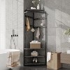 Corner Coat Rack, Freestanding Hall Tree with Shoe Bench, Entryway Coat Rack with 3-Tier Storage Shelves and 12 Hooks, for Home, Bedroom, Living Room - 3 of 4