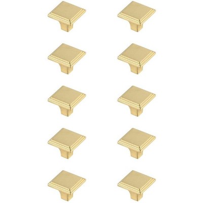 Elegant Lighting Wilow 1Inch Brushed Gold Square Knob Multipack (Set of 10)