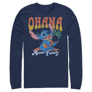 Mens Lilo & Stitch Ohana Guitar Long Sleeve Shirt - 1 of 4