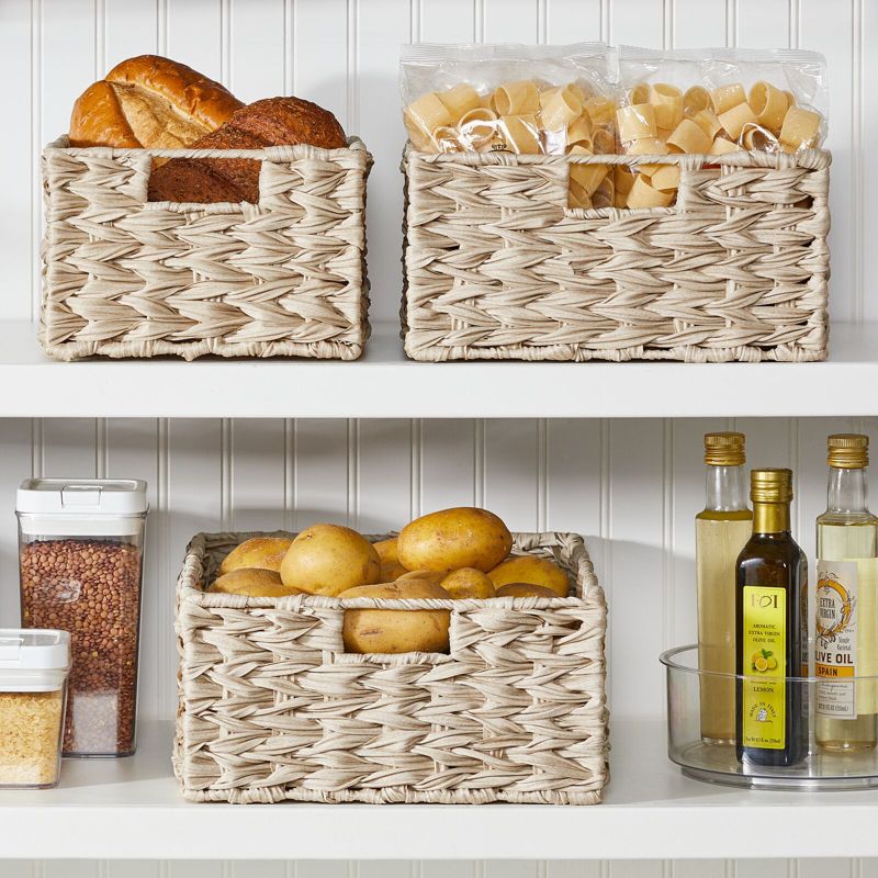 mDesign Woven Farmhouse Kitchen Pantry Storage Basket Box, 3 of 9