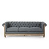 Saragus Chesterfield Tufted 3 Seater Sofa with Nailhead Trim Charcoal/Dark Brown - Christopher Knight Home - 3 of 4