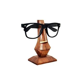 Store Indya Handcrafted Rosewood Wooden Spectacle Holder/Wooden Sunglasses Holder (Quirky Nose-Brown-Golden)