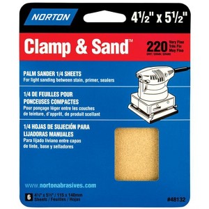 Norton Clamp & Sand 5-1/2 in. L X 4-1/2 in. W 220 Grit Aluminum Oxide 1/4 Sheet Sandpaper 6 pk - 1 of 1