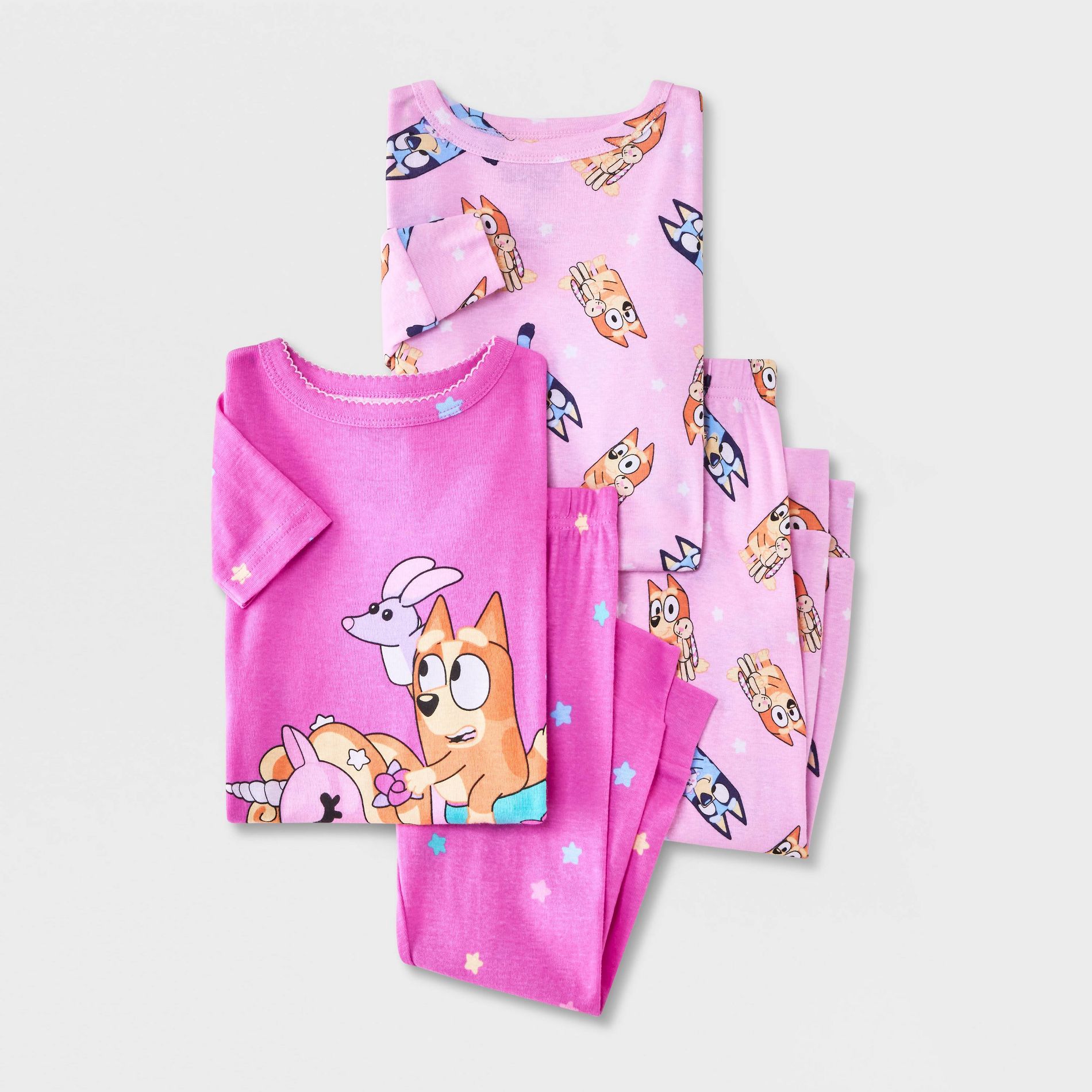 Baby & Toddler Girls' 4pc Bluey Cotton Snug Fit Pajama Set - Pink