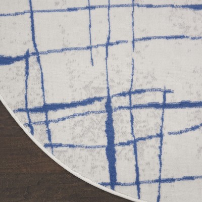 Whimsicle Blue and Ivory Abstract Round 8' Area Rug