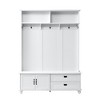 Akoasm 80.3 in. H Modern Widen Coat Rack with 5 Coat Hooks, Storage Cabinet and 2 Large Drawers For Hallway-White - 3 of 4