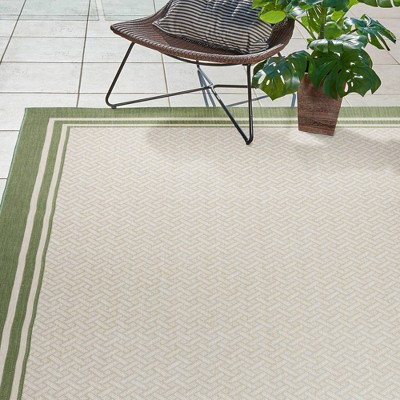 Palm Green and Sand Rectangular Synthetic Indoor/Outdoor Rug 5'3" x 7'