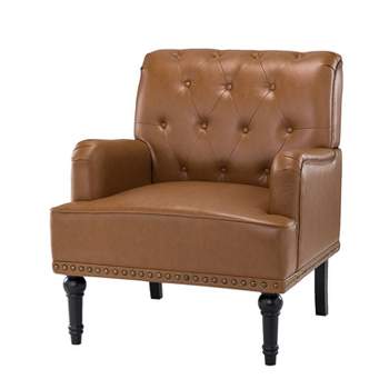 Santuzza Tufted Wooden Upholstered Armchair with Nailhead Trim and Turned Legs | ARTFUL LIVING DESIGN