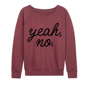 Women's - Instant Message - Yeah No Lightweight French Terry Wide Neck Long Sleeve Graphic Shirt - 1 of 4
