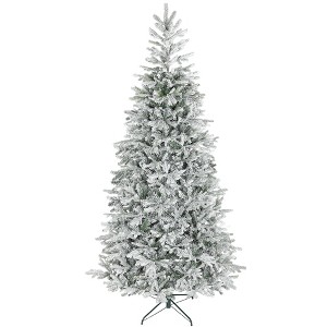 HOMCOM 9 ft Artificial Frosted Christmas Tree with Realistic Branches, Wide Full Spruce Holiday Decor, Hinged Xmas Tree, Easy Assembly - 1 of 4