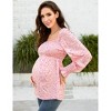 Women's Maternity Tops Elegant Square Neck Lantern Sleeve Blouse - 2 of 4
