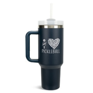 Elanze Designs I Love Pickleball Heart Sports 40 oz. Stainless Steel, Large Water Bottle Coffee Mug, Spill & Leak Resistant, Thermal Travel Tumbler - 1 of 1