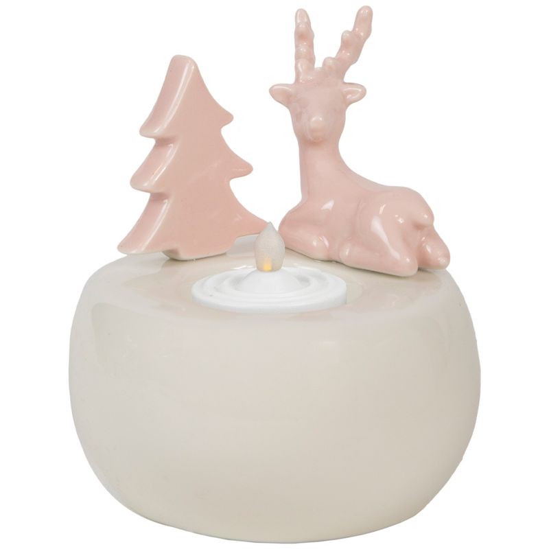Northlight 4.5" Pink Reindeer with Tree Christmas Tea Light Candle Holder, 3 of 6