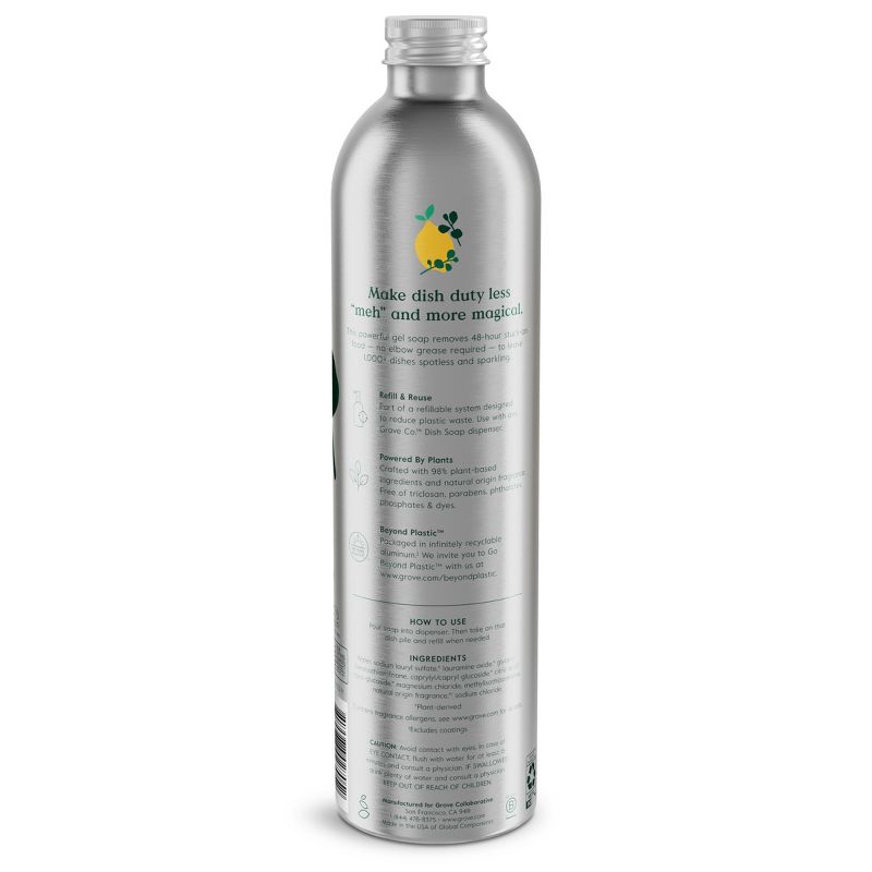 Grove Co. Lemon &#38; Eucalyptus Ultimate Dish Soap Refill in Aluminum Bottle - 16 fl oz, 3 of 7