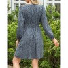 Women's Puff Long Sleeve Wrap Smocked Waist Chiffon Leopard Print Mini Dress - 4 of 4