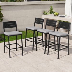 Crestlive Products Outdoor Bar Stools Set of 4 Counter Height Bar Stools with Cushions, Patio Bistro Tall Chairs with Back and Footrest - 1 of 4