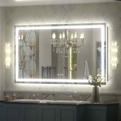 Apmir Super Bright Front & Back LED Lighted Anti-Fog Tempered Glass Bathroom/Vanity Mirror with ETL & 3-Year Warranty