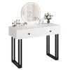 Vanity Makeup Desk with Round Mirror, 40" Small Modern Black Vanity Desk, Dressing Table with 2 Drawers, Girls Compact Vanity Desk for Bedroom - 2 of 4