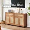 VEVOR Rattan Cabinet, Set of 2, Rattan Storage Cabinet with 4 Magnetic Doors and 2 Drawers, Sideboard Buffet Cabinet, Natural - 3 of 4