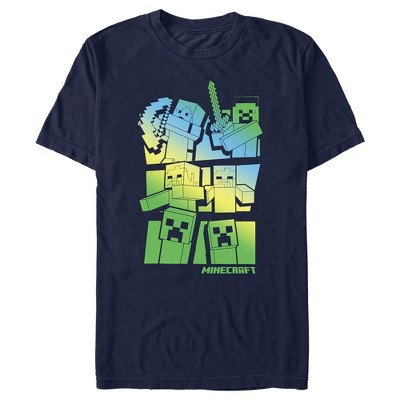 Men's Minecraft Steve And Alex Vs. Mobs T-shirt - Navy Blue - Medium ...