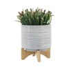 Gulches 2 Piece Ceramic Aztec Planters w/ Saucers, Sizes 4.5x4.5x4.5" & 6x6x5.75" - Perfect for Hall, Bedroom, Florist etc. - 2 of 4