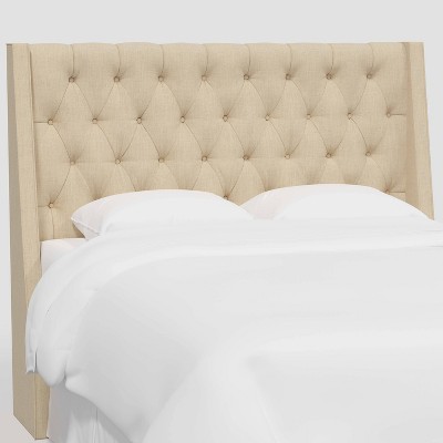 California King Gilford Wingback Headboard in Linen Cream - Threshold™: Pine Frame, Spot Clean, Box Spring Mount