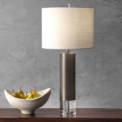 Warwick Contemporary 28" Gray Metal Table Lamp with Linen Shade