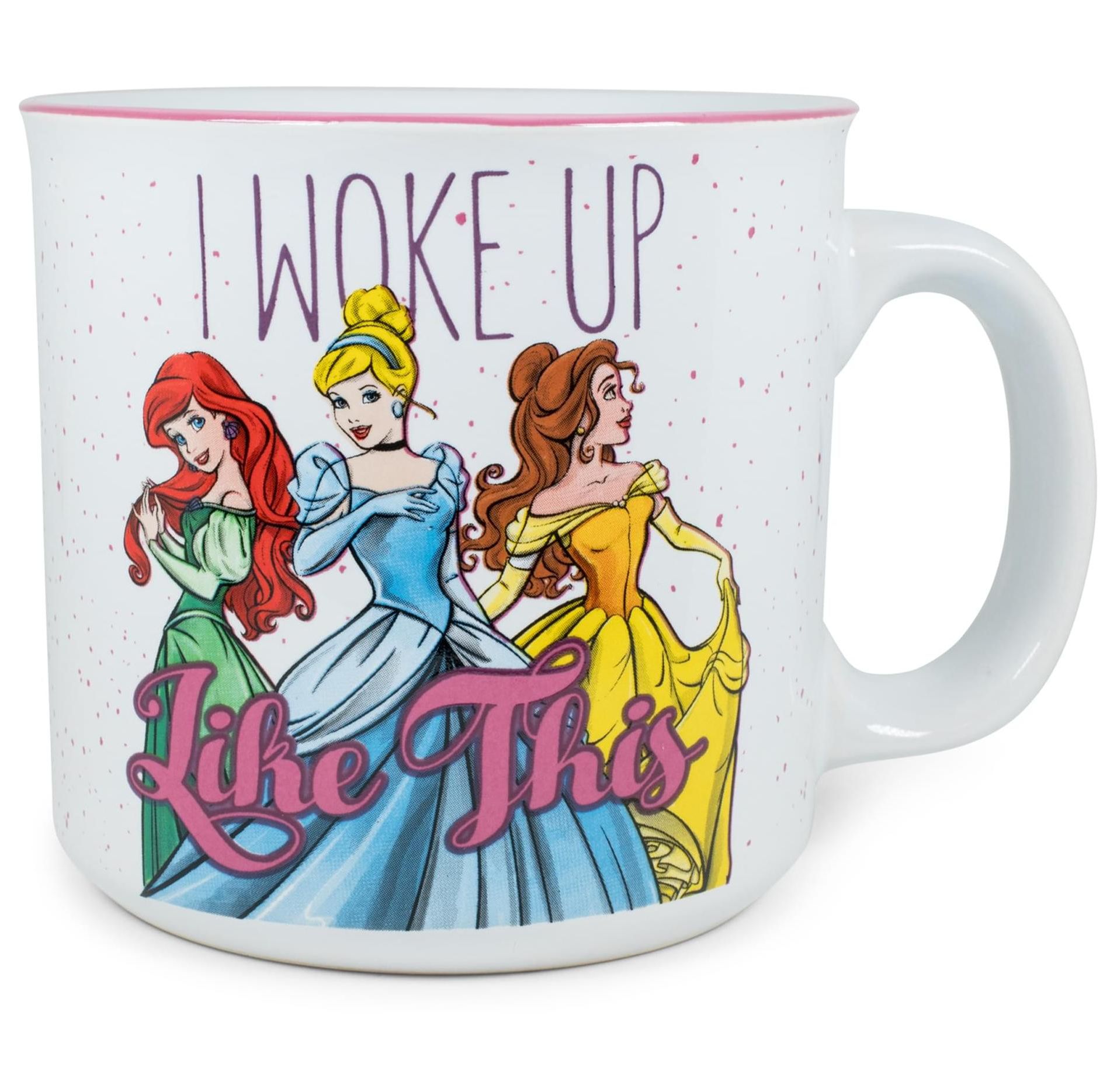 Silver Buffalo Disney Princess "I Woke Up Like This" Ceramic Camper Mug | Holds 20 Ounces