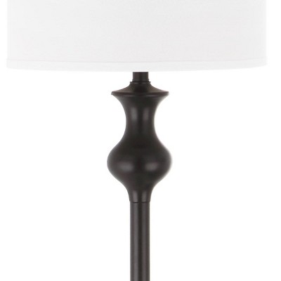 Traditional Black Bronze Arc Floor Lamp with White Shade