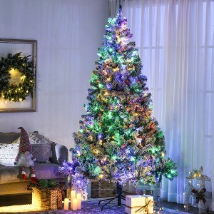 FURNIinspire Artificial Trees Artificial Christmas Tree With Snow Flocked Branches For Home, Office, Christmas Decor, Green, 54.8"*54.8"*88.5" - 1 of 4