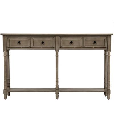Solid Wooden Console Sofa Table, With 2 Drawers, Bottom Storage Shelves, Console Table, Easy Assembly, Farmhouse Console Sofa Table