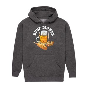 Men's - Instant Message - Dude Dinner Beer Corn Dog Graphic Fleece Pullover Hoodie - 1 of 4