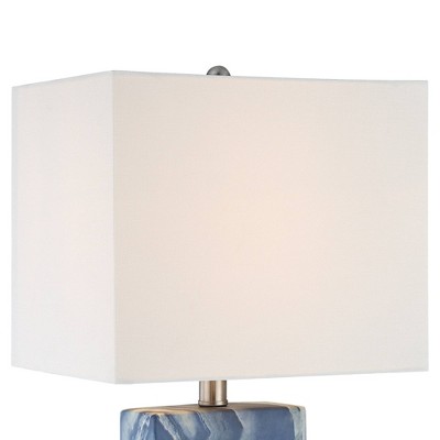 Rippled Blue Faux Marble Table Lamps with USB Ports