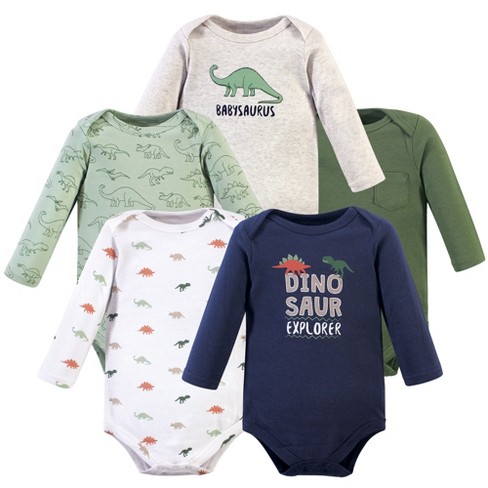 Hudson Baby Cotton Bodysuits, Beach Dino, 9-12 Months 