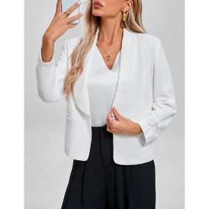Coolmee Women's Blazer Long Sleeve Open Front Blazers Slim Fit Casual Work Lapel Collar Suit Jacket with Pockets - 1 of 3
