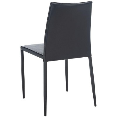 Cason Black Faux Leather Dining Side Chair Set with Steel Legs