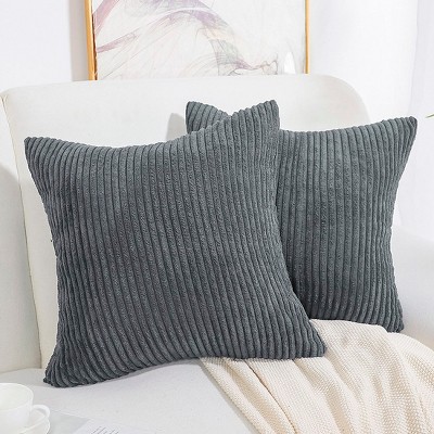 PiccoCasa Soft Corduroy Striped Cushion Decorative Throw Pillowcase 2 Pcs
