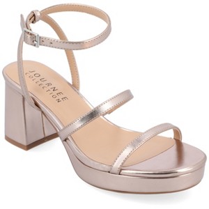 Journee Collection Womens Samilee Metallic Vegan Leather Platform Sandals - 1 of 4