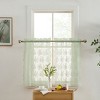 HLC.ME Jolene Floral Rod Pocket Lace Semi Sheer Voile Short Cafe Tiers - Set of 2 - 3 of 4