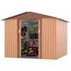 Bencmate Storage Sheds Outdoor Storage Room With All-Weather Design Metal Tool Shed For Backyard, Patio, Lawn, Brown, 101.18"*100.39"*70.28" - 2 of 4