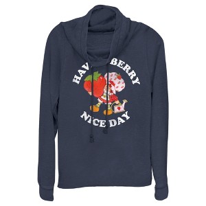 Juniors Womens Strawberry Shortcake Berry Nice Day Greeting Cowl Neck Sweatshirt - 1 of 4